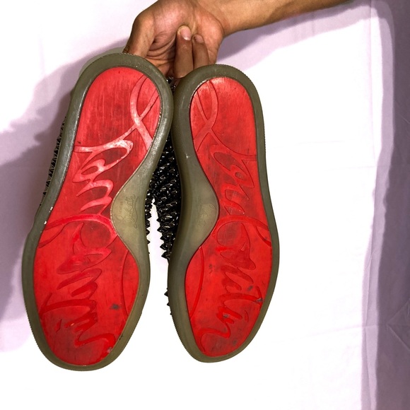 Christian Louboutin Women’s Spike Grey Sneakers - Picture 3 of 4